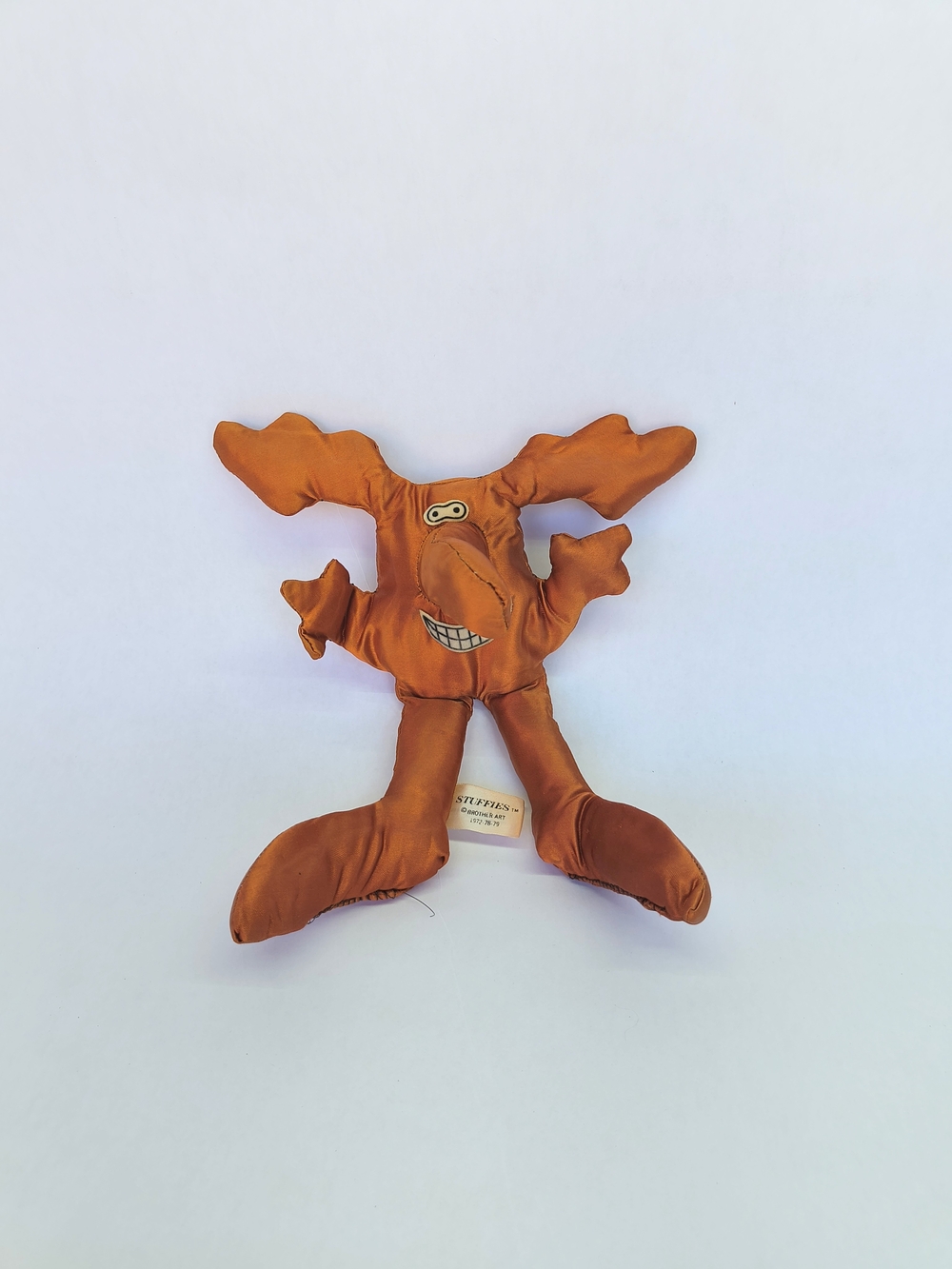 VINTAGE Stuffies Brother Art Orange Satin Monster Plush Wire Posable Toy 10"